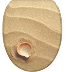Sanilo Wc-Sitz, Braun, Holzwerkstoff, Grafikmuster, Oval, 37.7x5.5x48 cm, Badezimmer,