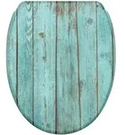 Sanilo Wc-Sitz, T&uuml;rkis, Holzwerkstoff, Grafikmuster, Oval, 37.7x5.5x48 cm,