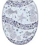 Sanilo Wc-Sitz, Blau, Holzwerkstoff, Grafikmuster, Oval, 37.7x5.5x48 cm, Badezimmer,