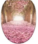 Sanilo Wc-Sitz, Pink, Holzwerkstoff, Grafikmuster, Oval, 37.7x5.5x48 cm,...