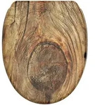 Sanilo Wc-Sitz, Braun, Holzwerkstoff, Grafikmuster, Oval, 37.7x5.5x48 cm, Badezimmer,