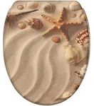 Sanilo Wc-Sitz, Braun, Holzwerkstoff, Grafikmuster, Oval, 37.7x5.5x48 cm, Badezimmer,