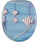 Sanilo Wc-Sitz, Blau, Holzwerkstoff, Oval, 38x6x47 cm, Badezimmer, WC Ausstattung, WC