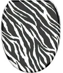 Sanilo Wc-Sitz, Schwarz, Holzwerkstoff, Grafikmuster, Oval, 37.7x5.5x48 cm,