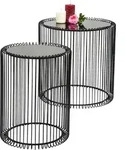 Kare-Design Beistelltischset, Schwarz, Metall, Glas, 2-teilig, Rundrohr,