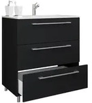 Mid.you Waschtischkombi VCM Schubo, Schwarz, Metall, 3 Schublade(n) Schubladen,