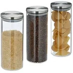 Relaxdays Vorratsglas, Transparent, Glas, Metall, Kunststoff, 9.5x24x9.5 cm,