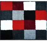Grund Badteppich Bona, Rot, Schwarz, Wei&szlig;, Textil, Karo, rechteckig, 50x60 cm,