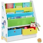 Relaxdays Kinderregal, Mehrfarbig, Holzwerkstoff, Metall, Kunststoff, 71x74x23...
