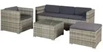 Juskys Loungegarnitur, Beige, Grau, Kunststoff, 4, Loungem&ouml;bel, Gartenlounge-Sets