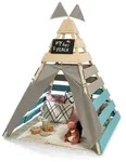 Muddy Buddy Spielzelt, Grau, Natur, Petrol, Holz, Zypresse, massiv, 135x170x135 cm,