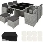 tectake Sitzgruppe, Hellgrau, Kunststoff, Rechteckig, Gartenm&ouml;bel, Gartenm&ouml;bel-Sets