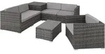 tectake Rattanlounge, Grau, Kunststoff, Rechteckig, Loungem&ouml;bel, Gartenlounge-Sets