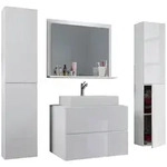 Mid.you Badezimmer VCM Lendas, Wei&szlig;, Holzwerkstoff, Glas, Keramik, 5-teilig, 4