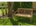 Gardenson Gartenbank, Natur, Holz, Teakholz, Hartholz, 2-Sitzer, 120x86x55 cm, mit