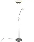 Led-Deckenfluter, Wei&szlig;, Nickel, Metall, Glas, 180 cm, getrennt schaltbar, Flexarm,