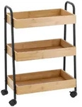 Zeller Present Allzweckwagen, Natur, Schwarz, Holz, Metall, Bambus, 3 F&auml;cher,