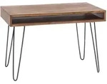 Mid.you Schreibtisch, Sheesham, Holz, Sheesham, massiv, rechteckig, Rundrohr,