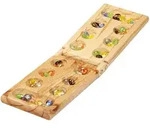Relaxdays Brettspiel, Hellbraun, Holz, Glas, 44x13 cm, Spielzeug, Kinderspielzeug,