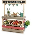 Muddy Buddy Kaufladen, Grau, Natur, Altrosa, Holz, Zypresse, massiv, 40x115x90...
