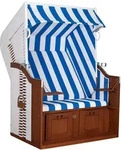 Gardenson Strandkorb, Blau, Wei&szlig;, Holz, Kunststoff, Mahagoni, 124x159x87 cm,