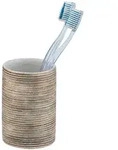 Wenko Zahnputzbecher Fedio, Grau, Gold, Beige, Keramik, 11 cm, Badaccessoires,