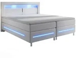 Juskys Boxbett, Wei&szlig;, Textil, 180x200 cm, Schlafzimmer, Betten, Boxspringbetten