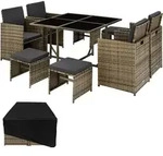 tectake Rattan-Sitzgruppe, Natur, Kunststoff, Rechteckig, Gartenm&ouml;bel,