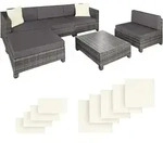 tectake Rattanlounge, Grau, Kunststoff, Organisch, Loungem&ouml;bel, Gartenlounge-Sets