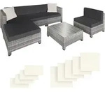 tectake Rattanlounge, Hellgrau, Kunststoff, Organisch, Loungem&ouml;bel,