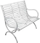 Gardenson Gartenbank, Wei&szlig;, Metall, 67x92x104 cm, mit R&uuml;ckenlehne, Gartenm&ouml;bel,