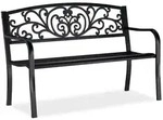 Relaxdays Gartenbank, Schwarz, Metall, 127x86.5x60 cm, Gartenm&ouml;bel, Gartenb&auml;nke