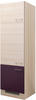 FlexWell Geräteumbauschrank, Akazie, Aubergine, Metall, 3 Fächer, 60x200x57 cm,