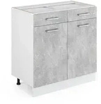 Vicco K&uuml;chenunterschrank, Grau, Wei&szlig;, Holzwerkstoff, 1 F&auml;cher, 2 Schubladen,