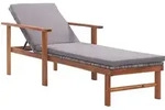vidaXL Sonnenliege, Grau, Holz, F&uuml;llung: Polyester, 55x56x200 cm, Gartenm&ouml;bel,