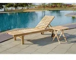 Gardenson Gartenliege, Natur, Holz, Teakholz, massiv, 65x36x200 cm, R&auml;der am