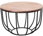 Mid.you Couchtisch, Sheesham, Holz, Sheesham, massiv, rund, Rundrohr, 60x39x60...