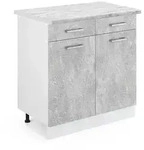 Vicco K&uuml;chenunterschrank, Grau, Wei&szlig;, Holzwerkstoff, 1 F&auml;cher, 2 Schubladen,