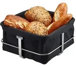 Gefu Brotkorb Brunch, Schwarz, Edelstahl, Metall, Textil, quadratisch, 22x11.5x22 cm,