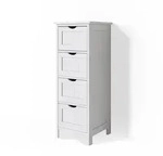 Vicco Badschrank, Wei&szlig;, Holzwerkstoff, 4 F&auml;cher, 4 Schubladen, Quadratisch,