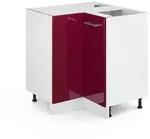 Vicco Eckunterschrank, Rot, Wei&szlig;, Holzwerkstoff, 1 F&auml;cher, Formgebogen,