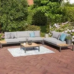 Siena Garden Loungesofa, Anthrazit, Teak, Textil, Teakholz, 2-Sitzer, F&uuml;llung: