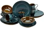Creatable Kombiservice Mallorca, Braun, Petrol, Keramik, 16-teilig, 300 ml,400 ml,