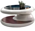 Livetastic Couchtisch, Braun, Schwarz, Wei&szlig; Hochglanz, Kunststoff, Glas, rund,