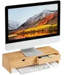 Relaxdays Monitorst&auml;nder, Hellbraun, Holz, 47x11.5x18 cm, Arbeitszimmer,