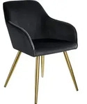 tectake Esszimmerstuhl, Schwarz, Gold, Textil, 58x82x62 cm, CE, Esszimmer, St&uuml;hle,