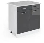 Vicco K&uuml;chenunterschrank, Schwarz Hochglanz, Wei&szlig;, Holzwerkstoff, 1 F&auml;cher, 2