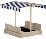 Outsunny Sandkasten, Natur, Holz, 106x115x106 cm, Outdoor Spielzeug, Sandk&auml;sten