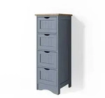 Vicco Badschrank, Grau, Holzwerkstoff, 4 F&auml;cher, 4 Schubladen, Quadratisch,...