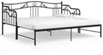 vidaXL Ausziehsofa, Schwarz, Metall, Rechteckig, 90x200 cm, Schlafzimmer, Betten